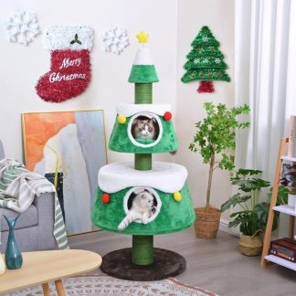 Grand arbre à chat avec nid intégré pour chat
