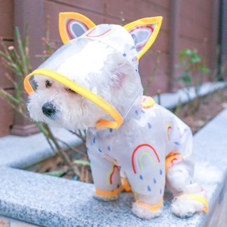 Imperméable transparent arc-en-ciel pour chien